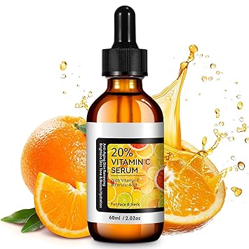Vitamin C Serum, Pure 12% Super Vit C Serum Vitamin E & Ferulic Acid for Improving Appearance-Dark Spots, Face Moisturizer-Renewing Skin Care,2.02Fl Oz