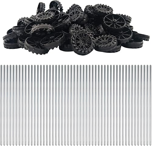 EUDAX Rollo de plástico de 1.181 in x 0.315 in, eje de 0.079 in de diámetro y eje STEM de 0.079 in x 3.937 in, eje redondo para bricolaje, juguete a