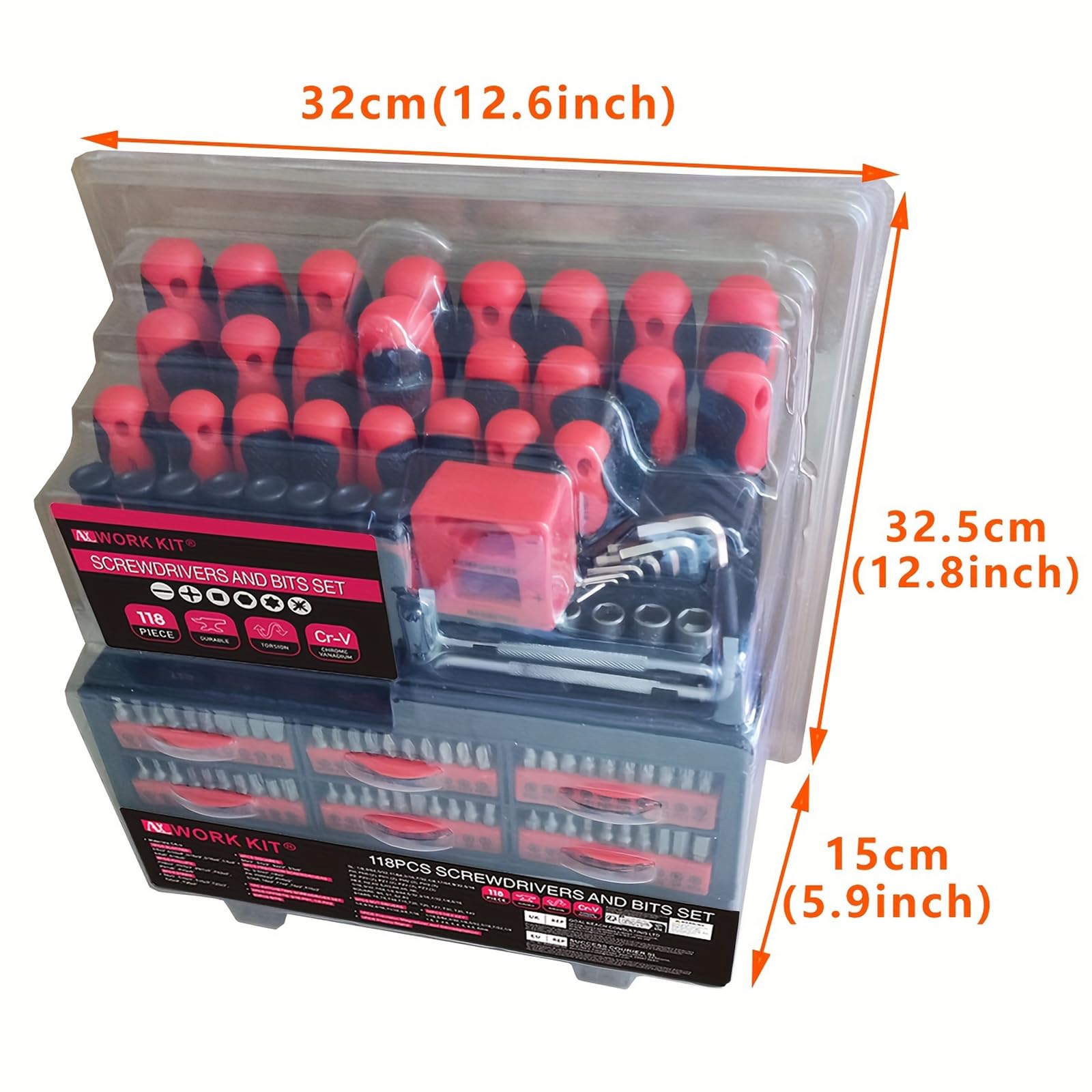 Juego de destornilladores magnéticos de 118 piezas, con carraca y soporte de pared, juego de destornilladores de precisión para electrónica, coche, hogar, juego de puntas CR-V con almacenamiento