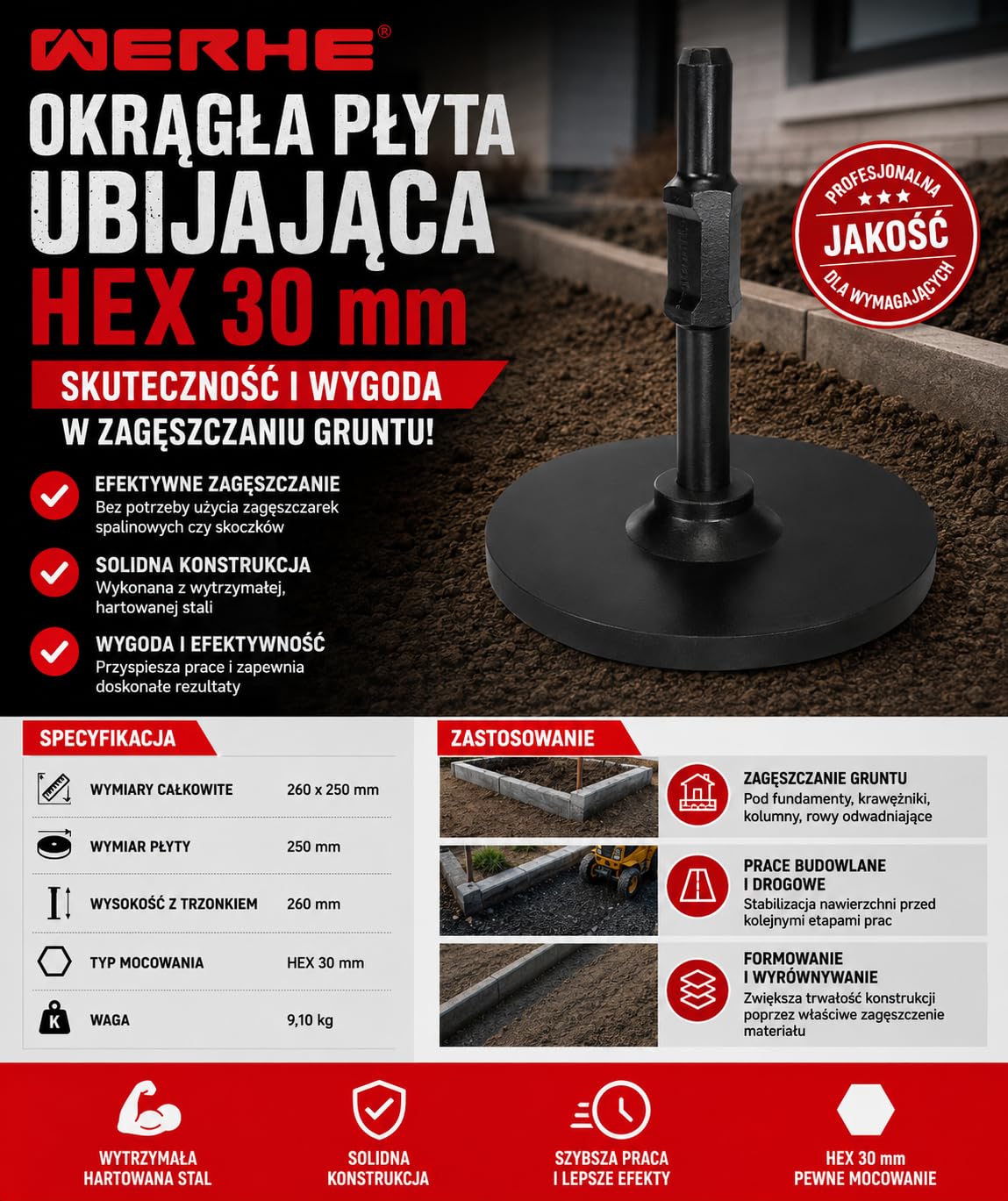 WERHE zagęszczarka gruntu Ø 250 mm