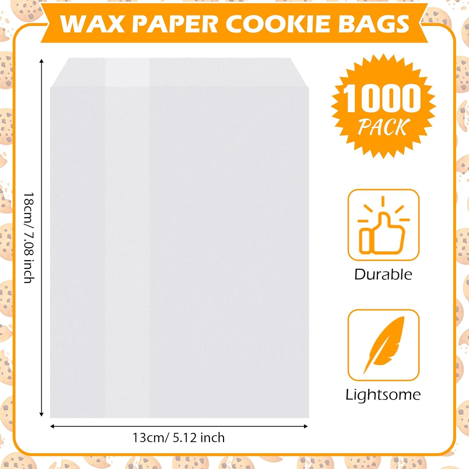 Lallisa 1000 Pcs 5 x 7 Inch Glassine Bags Wax Paper Treat Bags Cookie Sleeves Wax Paper Sandwich Pouches for Valentine's Day Birthday Party Donut Treat Food Candy Bread Pastry Packaging(White)