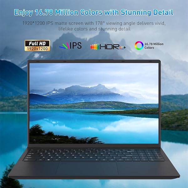 16 Inch Laptop 16GB RAM 1TB NVMe SSD Quad-Core Processor Up to 3.7GHz 1200P IPS Display USB-C Full Function Fingerprint Login Backlit Keyboard WiFi 6 Lightweight Black Laptop - 5