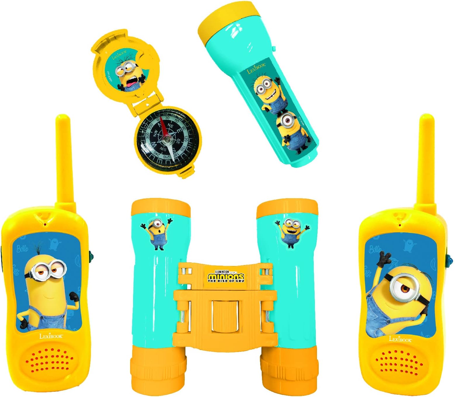 LEXIBOOK, Despicable Me Minions, Adventurer Set for Children, Walkie-Talkies, Binoculars, Compass, Torchlight, Blue/Yellow, RPTW12DES