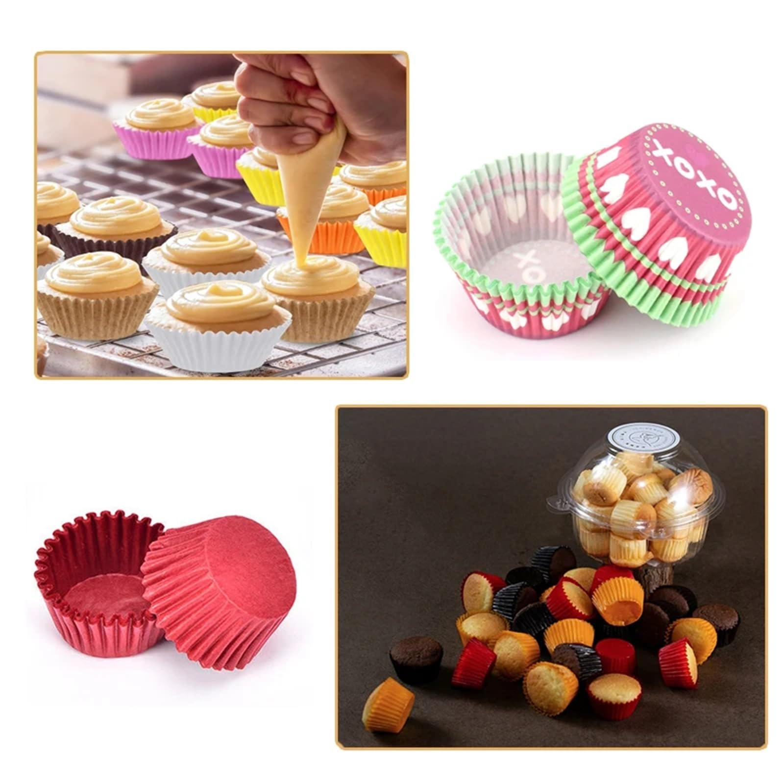 Gobelets en papier for gâteaux, Mini doublure de Cupcake, boîte à muffins cuisson, moules plateau, outils pâtisserie cuisine, 100/1000 pièces(Pink 1000pcs)