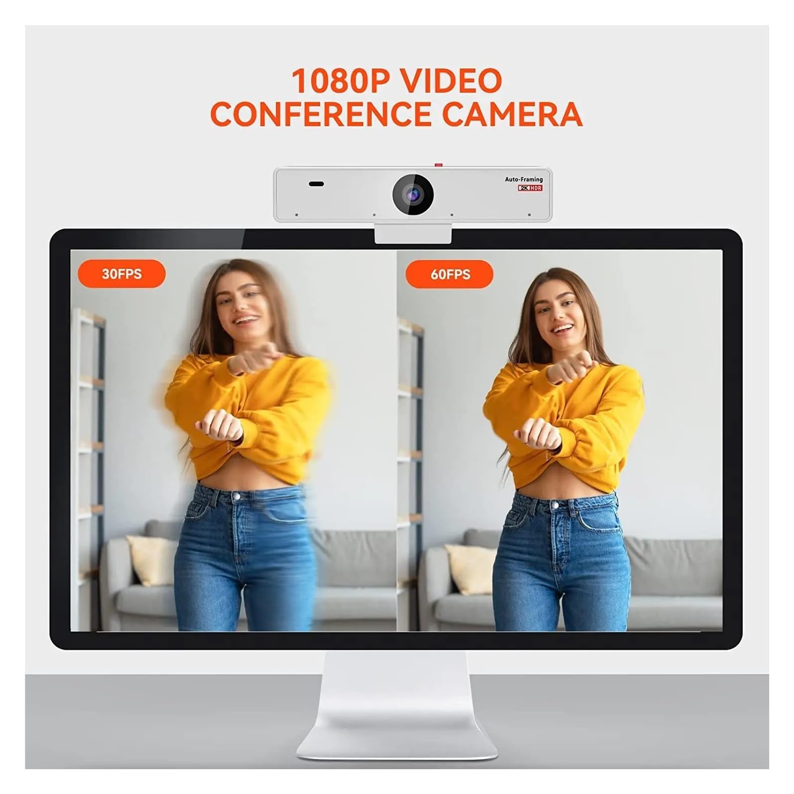 V21-AF 2K Webcam with 4 Noise-Canceling Mics Camera 1080P 60fps -and-Play For Meeting Livestreaming on PC/Mac/Laptop
