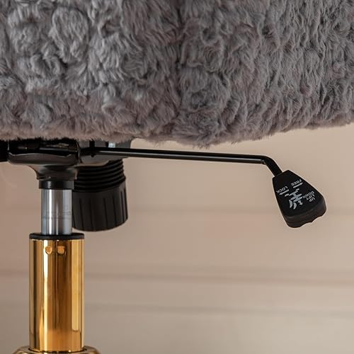 Miniatura 7 de Goujxcy Silla de oficina, silla de oficina en casa con base de metal dorado, silla de escritorio ajustable, silla de oficina giratoria, silla de