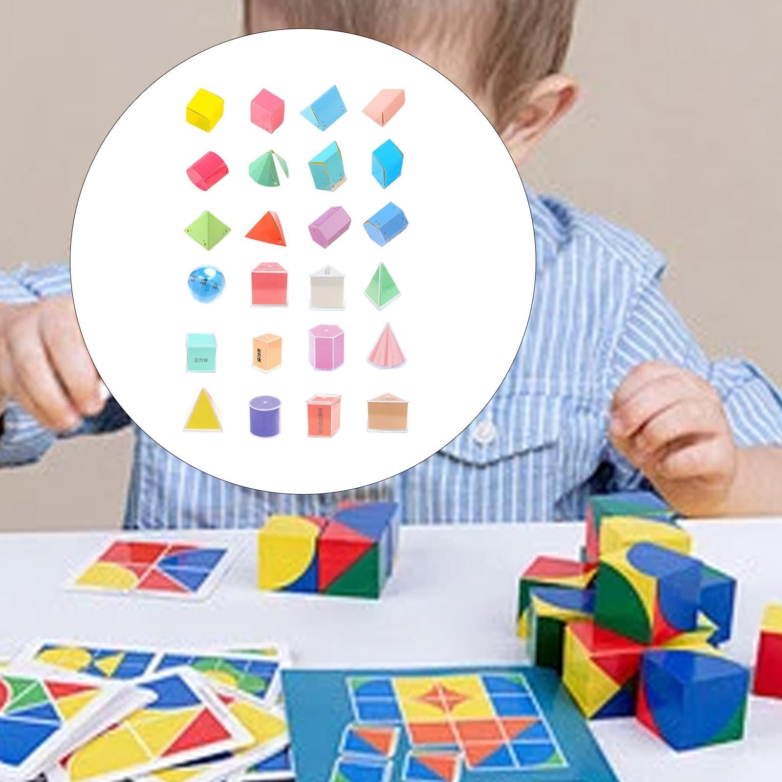 Oshhni Ensemble de 24 formes géométriques pour les mathématiques et la géométrie pour enfants, jouets éducatifs et en papier