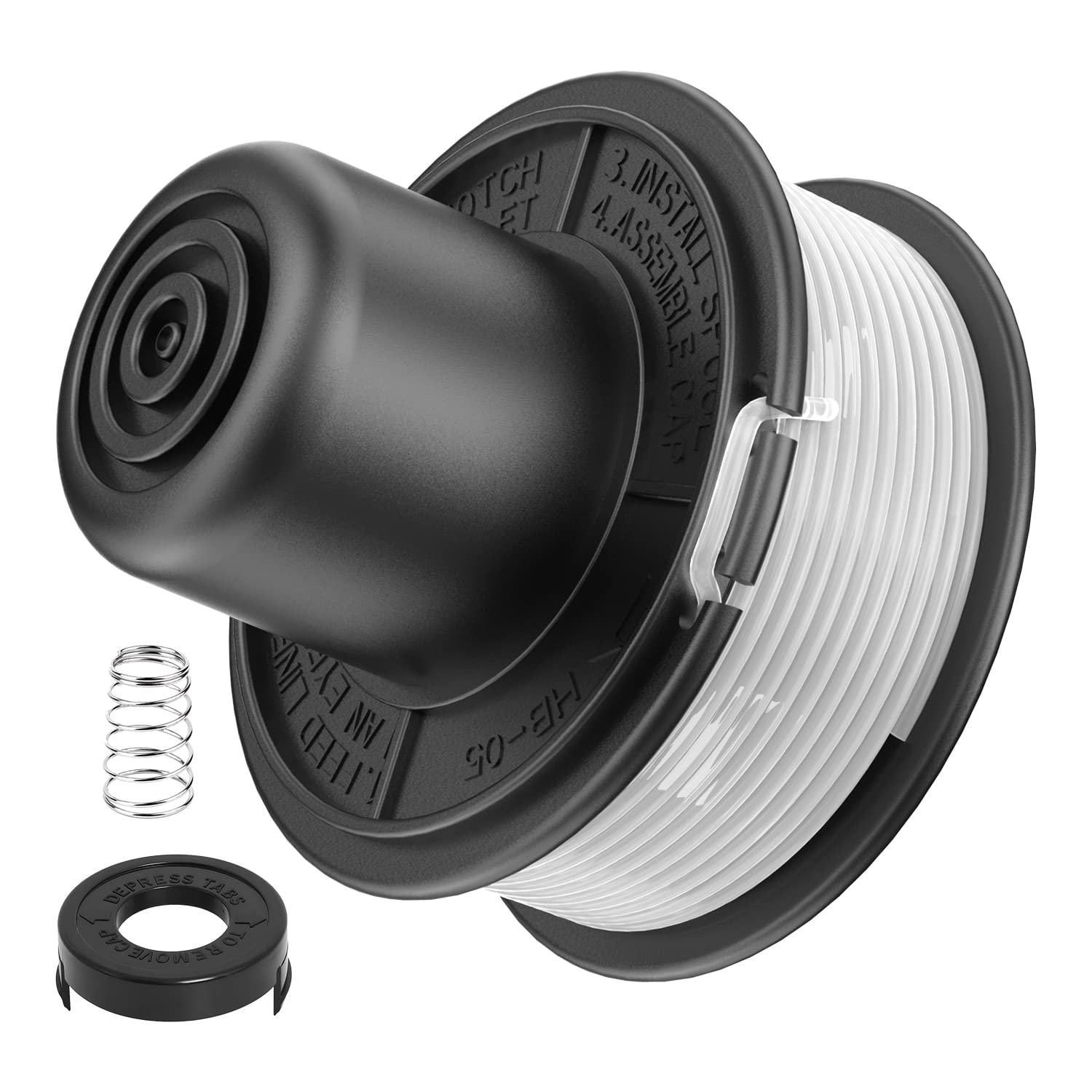 4 Bobine Filo Ricambio Per Tagliabordi Black+Decker GL250/GL310/GL360 Con Tappo - Foto 3