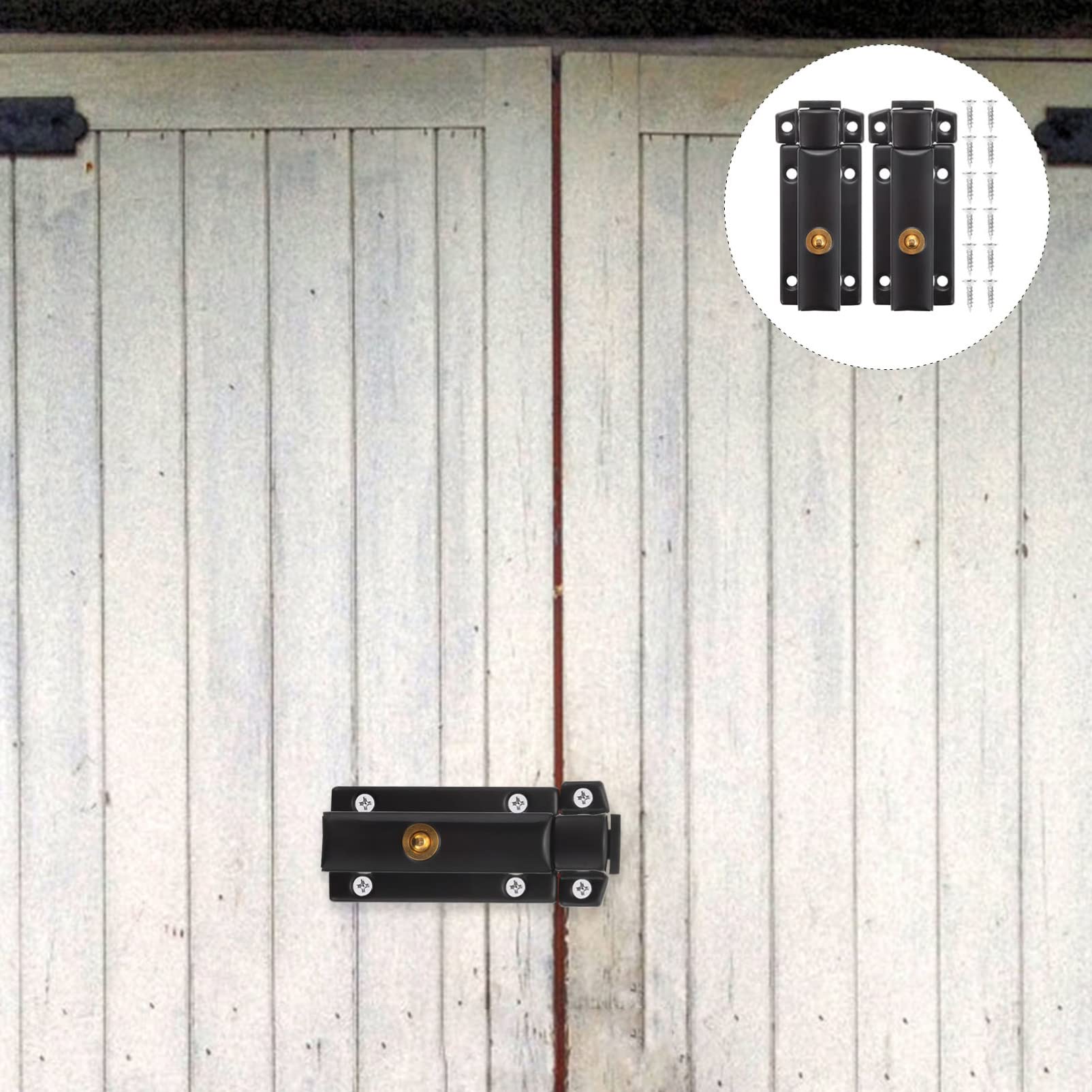 jojofuny 6pièces Loquet à Ressort Inoxydable Verrou De Porte Coulissant Système De Sécurité Pratique Avec Vis Finition Mat