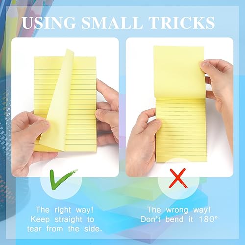 Miniatura 6 de Early Buy 6 blocs de notas adhesivas forradas con líneas, notas autoadhesivas de 4 x 6 pulgadas, notas adhesivas de color brillante, 45 hojasbloc