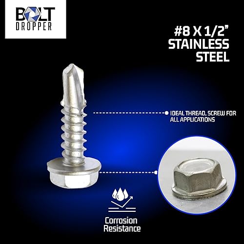 Miniatura 72 de Tornillos autoperforantes de cabeza hexagonal de acero inoxidable, tornillos autotaladradores, elegir tamaño y cantidad., #10