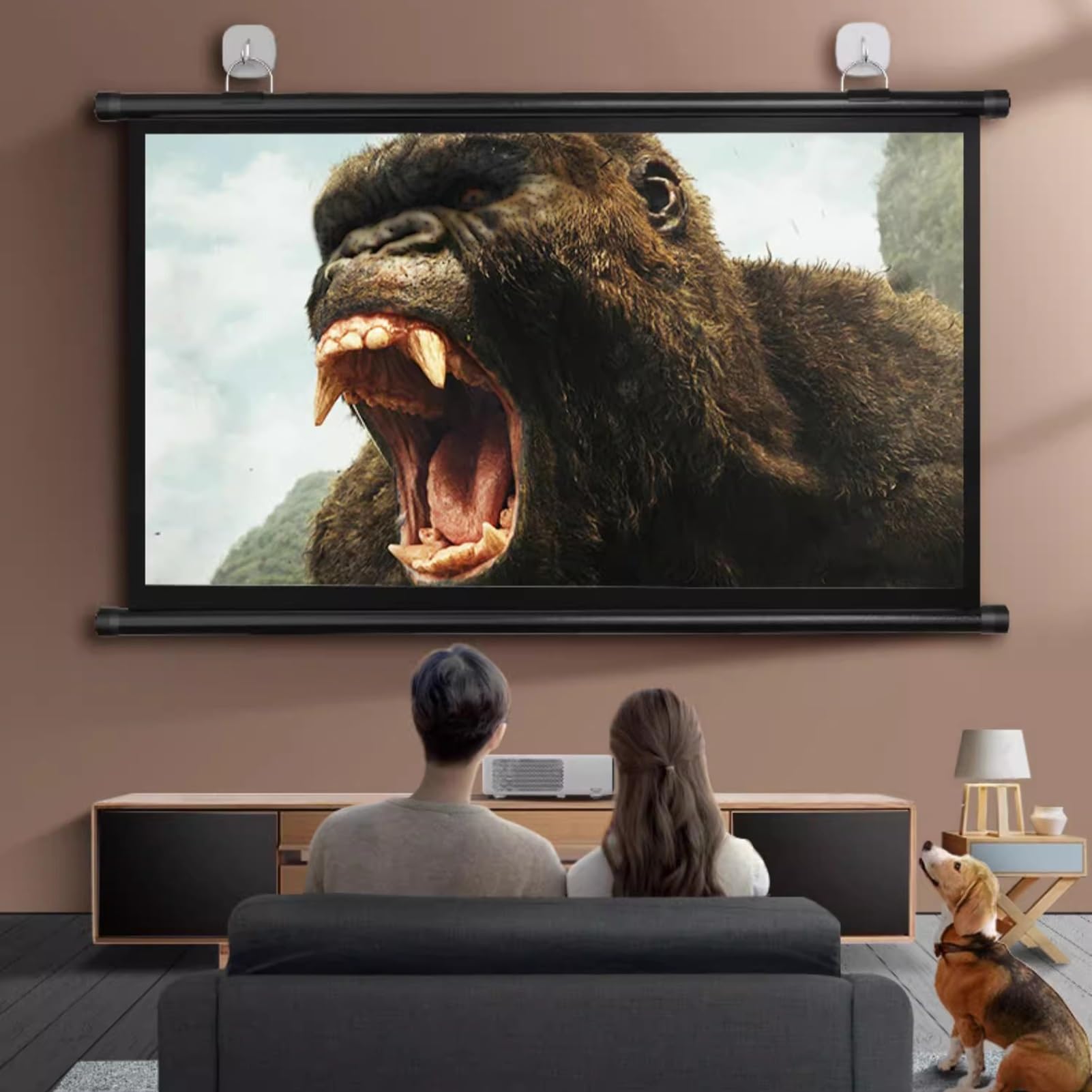 Rozkładany Ekran Projekcyjny, Przenośny Ekran Kinowy 4K 4:3 HD, Wzmocnienie 2,5, Montowany na Ścianie Ekran Projektora na Imprezy w Ogrodzie, Spotkania Biurowe(60inch/116x89cm)
