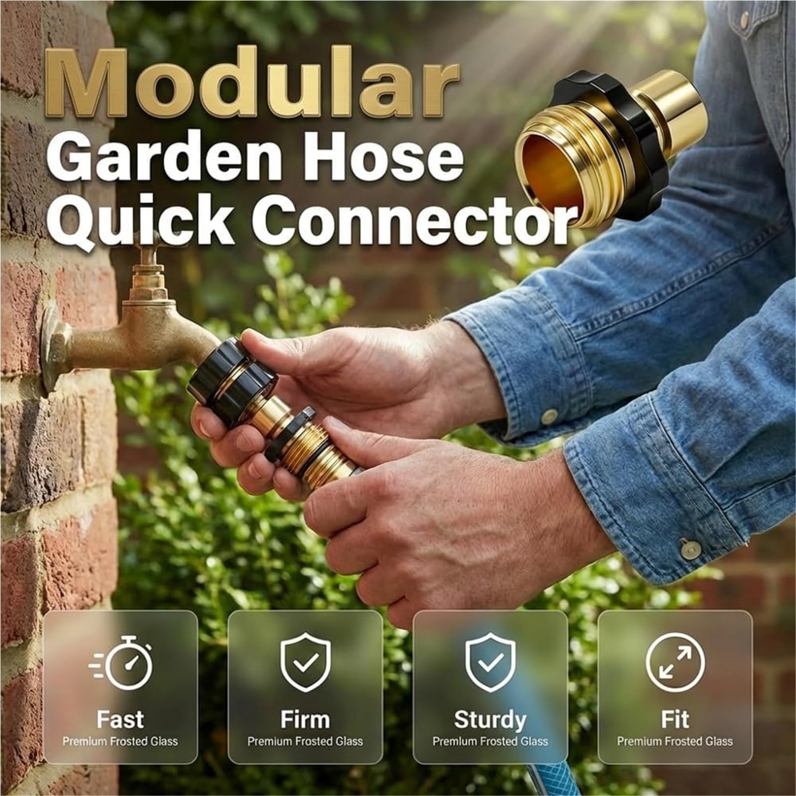Connettore rapido per tubo da giardino, 3/4" maschio e femmina, adattatore per tubo dell'acqua con rondelle per idropulitrice, confezione da 2