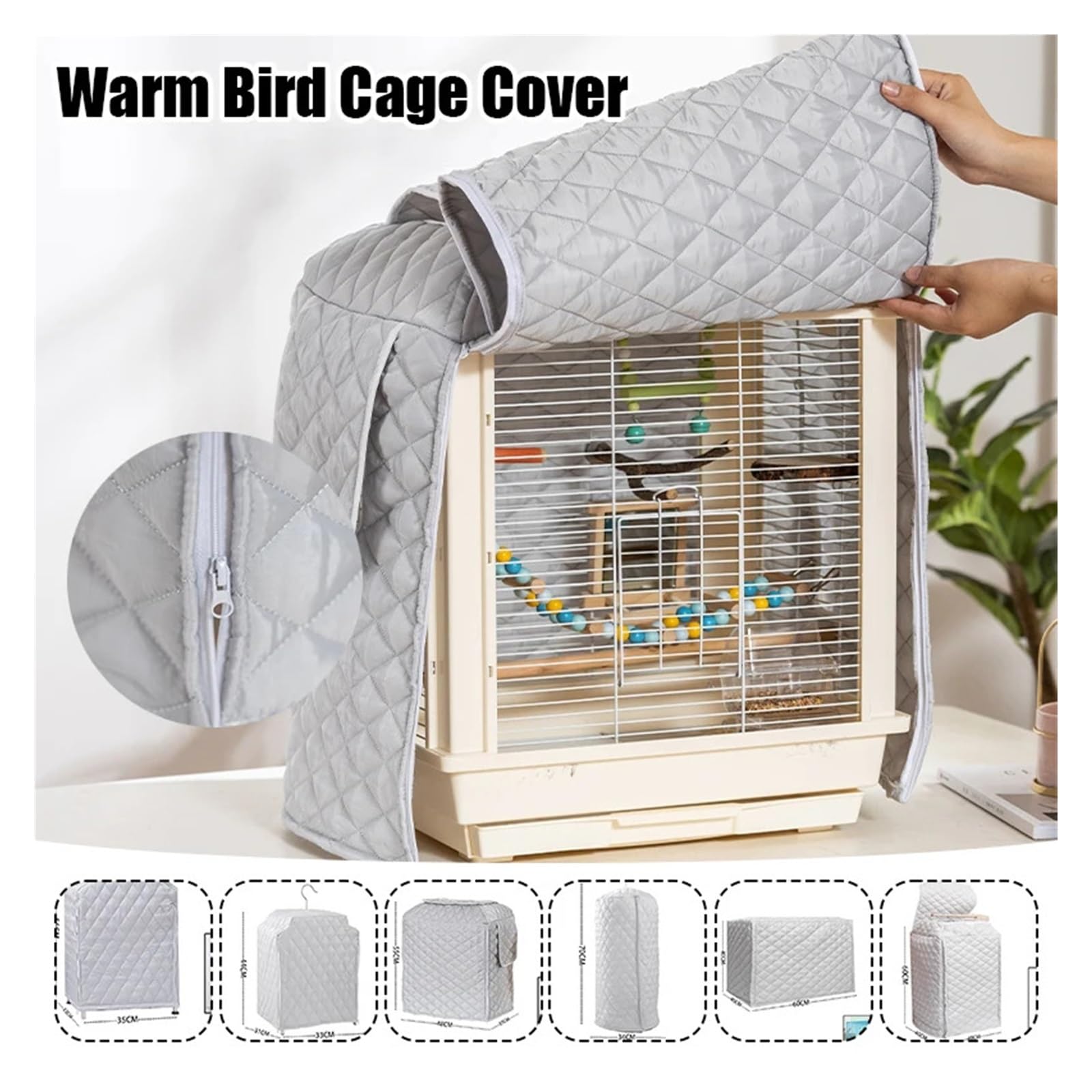 Abdeckung für Vogelkäfig Winterwarme Vogelkäfigabdeckung aus Baumwolle, Gesteppte Käfigabdeckung, regendicht, schützend, Papageienkäfigzubehör(Color 1)