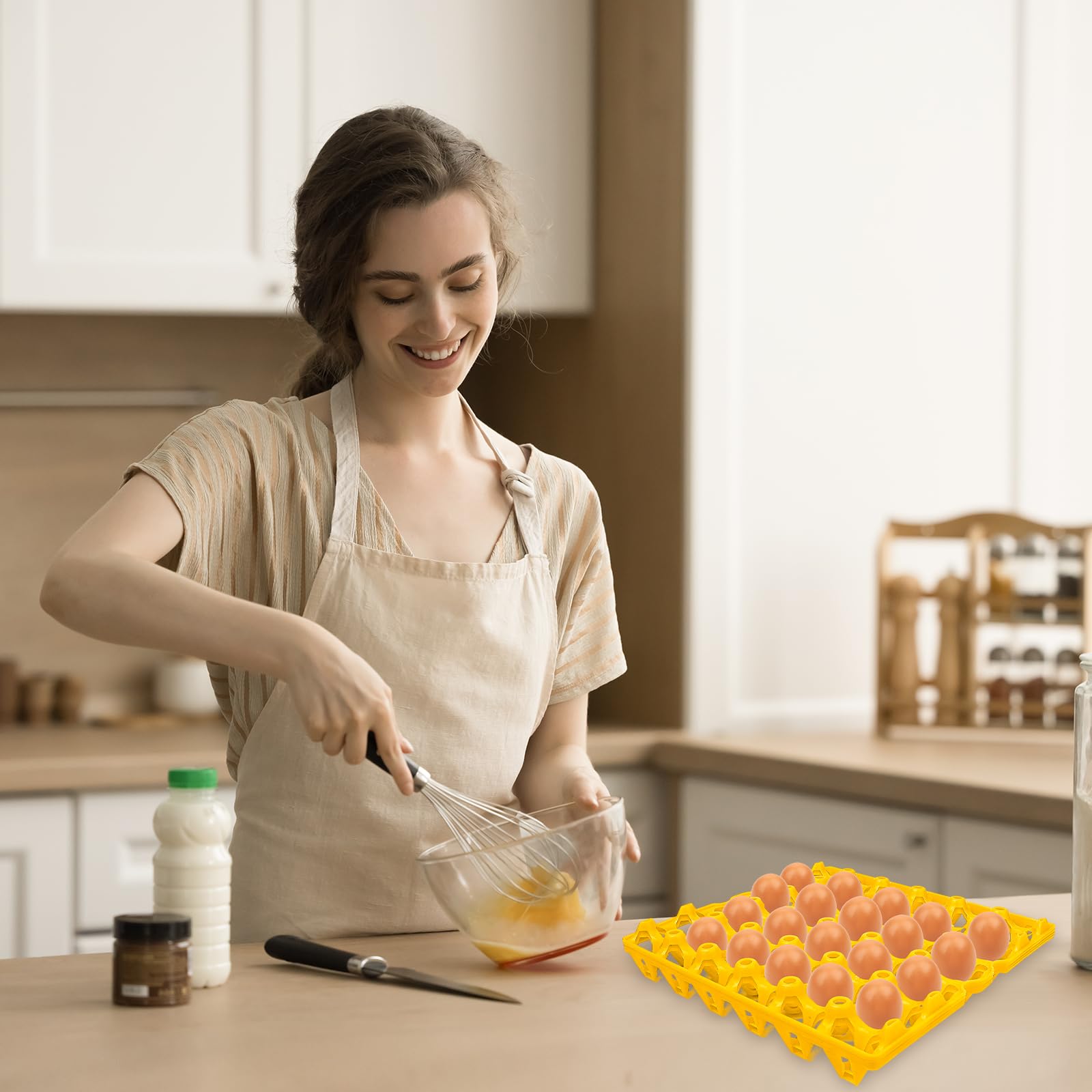 Paquete de 10 cartones de huevos a granel, bandejas de huevos de plástico, cajas de huevos de plástico para granjeros de pollo en el hogar, cartones apilables para huevos con capacidad para 30 huevos, 4