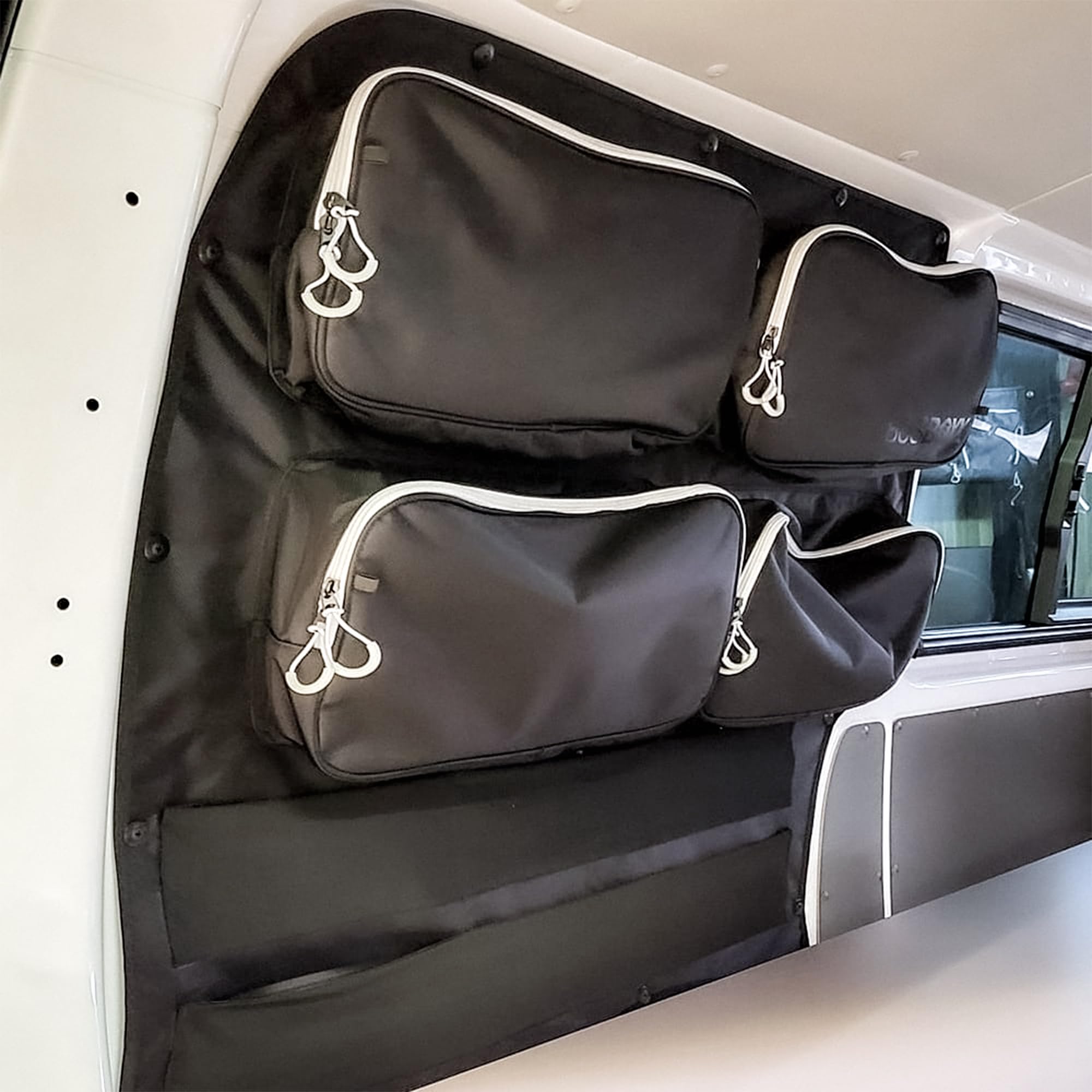 Bus-Boxx Organizer Tasche utilitywallBOXX – Taschen und Netzreihen, Stauraum und Verkleidung für VW T5, T6, T6.1 Transporter (Large Fahrerseite)