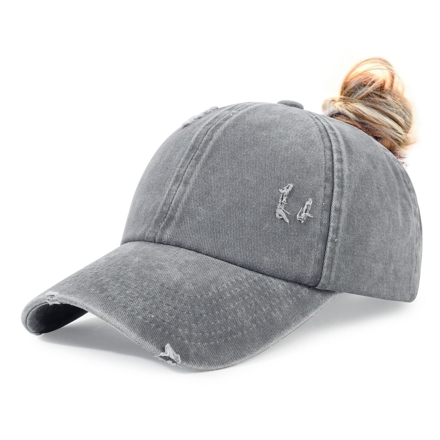 HH HOFNEN Ponytail Hat for Women Washed Distressed Baseball Cap Ponycaps