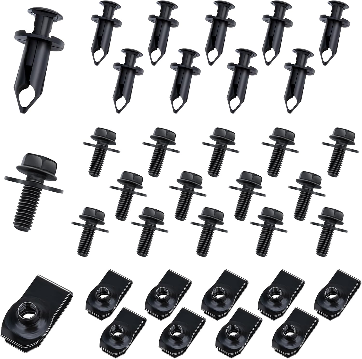 35Pcs Engine Under Cover Splash Shield Guard Body Bolts Screws | Bumper Fender Liner Push Retainer Fastener Rivet Clips, Screws Extruded U-Nuts Kit Compatible with G35 G37 EX35 FX35 FX45