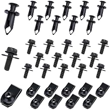 35Pcs Engine Under Cover Splash Shield Guard Body Bolts Screws, Bumper Fender Liner Push Retainer Fastener Rivet Clips, Screws Extruded U-Nuts Kit Compatible with G35 G37 EX35 FX35 FX45