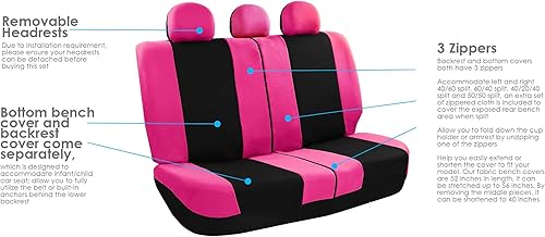 Miniatura 5 de Juego de funda para asiento bolsas de aire de tela negra ligera y fresca FH Group FH-FB030115-SEAT lista para separar se ajusta a la mayoría de