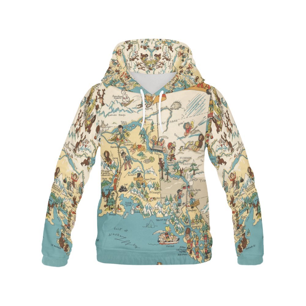 LumosSportsVintage 1935 Alaska State Map Women's 3D Printed Pullover Hooded Sweatshirt