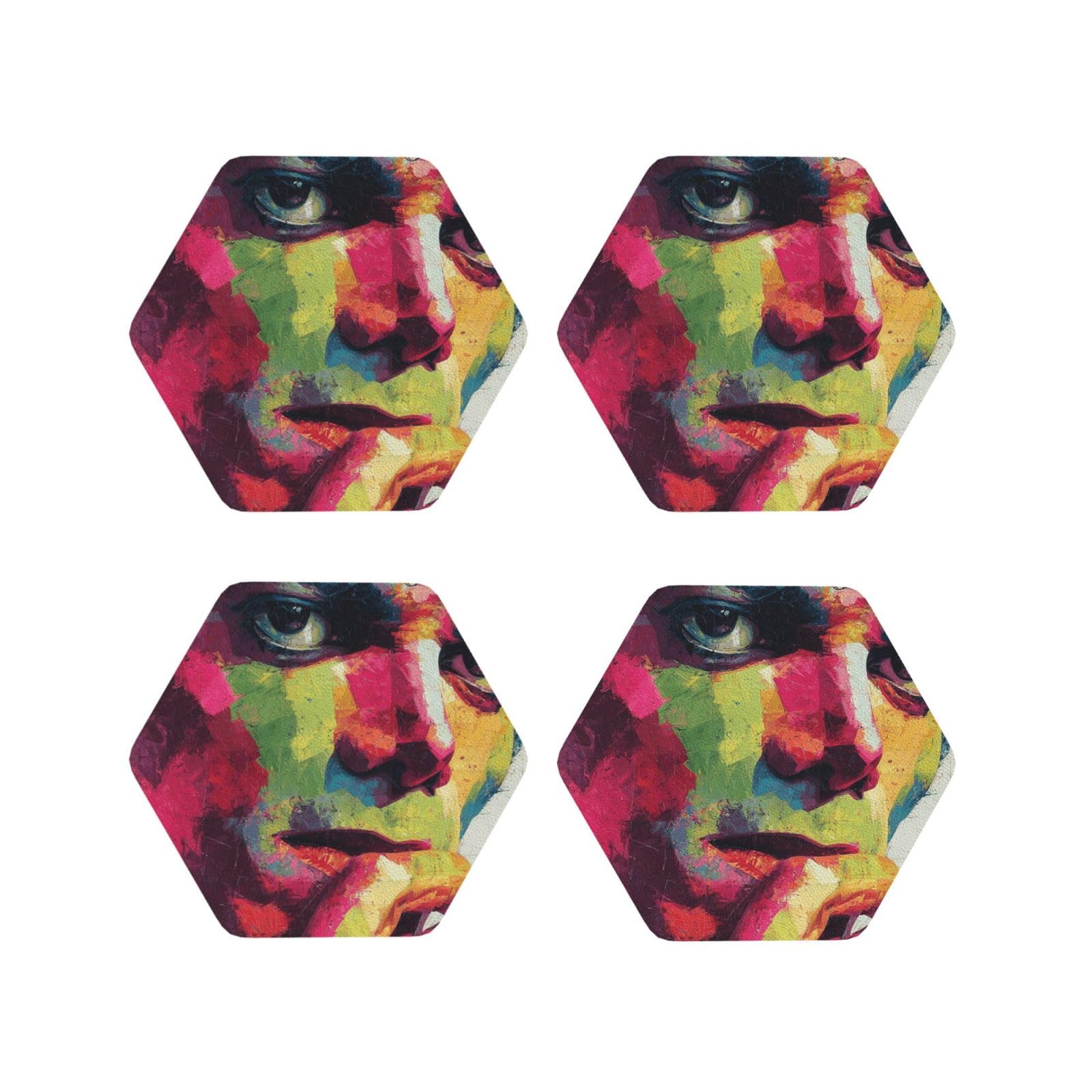 Coasters Set of 4 Round Leather Coaster Quick-Dry Drink Michael Jackson Coasters for Desk Absorbent Mugs Pads Tabletop Protection Pad Heat Resistant Coffee Cup Mat for Kitchen Bar