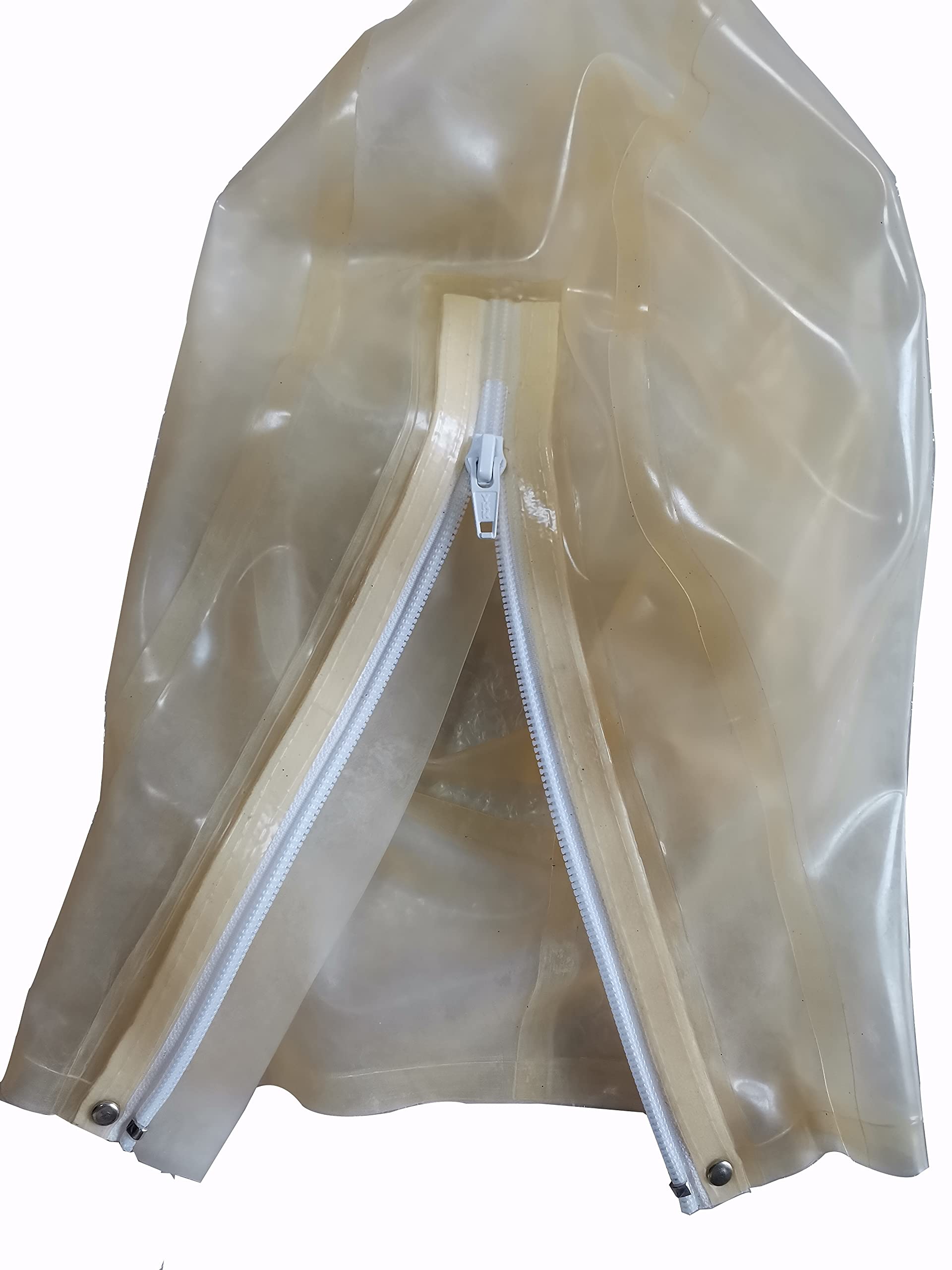 MFMYEE Cagoule en latex transparent, laissant apparaître les yeux et la bouche, masque de jeu de rôle SM/bondage, masque de fête/Halloween, avec fermeture éclair. (M)