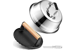 Joyfair 9 Inch Cheese Melting Dome and Burger Press Kit for Effortless Grilling and Steaming