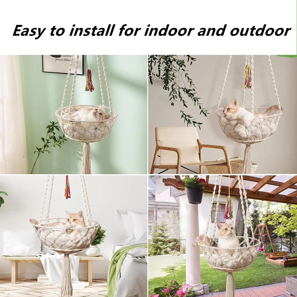Katze Hängematte,Baumwolle Katzenschaukelbett,Hängen Fenster Hängematte Bett Stricken Hängen Katze Nester Pet Schaukel Pet Bett (Weiß, 45CM)