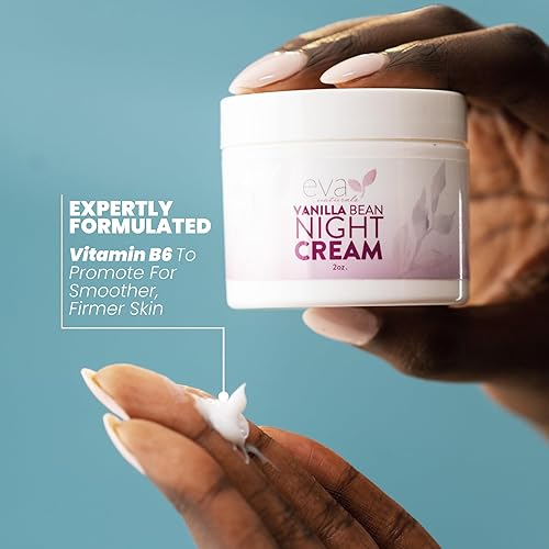 Miniatura 5 de Eva Naturals Crema de noche de vainilla – Hidratante facial durante la noche con vitamina E, C, complejo B y CoQ10 – Loción facial