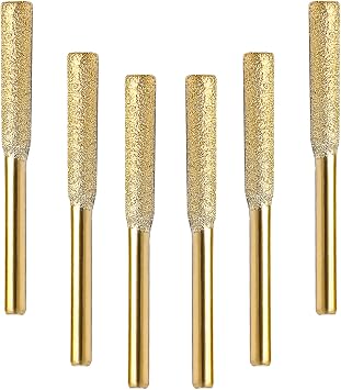 6 Pack 5/32 Inch Diamond Chainsaw Sharpener, Gold Burr Grinding Stone File, Chainsaw Sharpener for High Hardness Sharpening