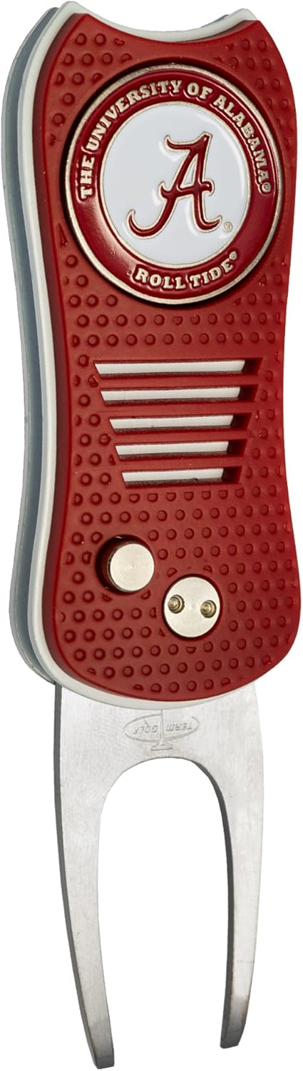 Team Golf NCAA Switchblade Divot Tool with Double-Sided Magnetic Ball Marker, Features Patented Single Prong Design, Causes Less Damage to Greens, Switchblade Mechanism