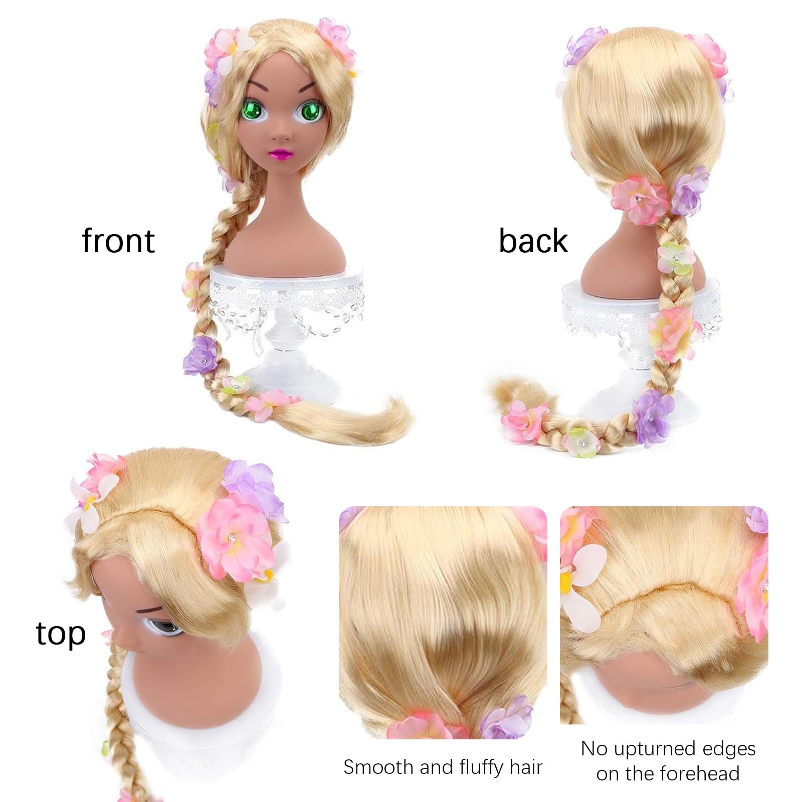 Cerchietto Principessa Con Treccia Bionda Lunga E Fiori 3D, Fascia Elastica Regolabile, Per Feste E Carnevale, Lunghezza 50 Cm