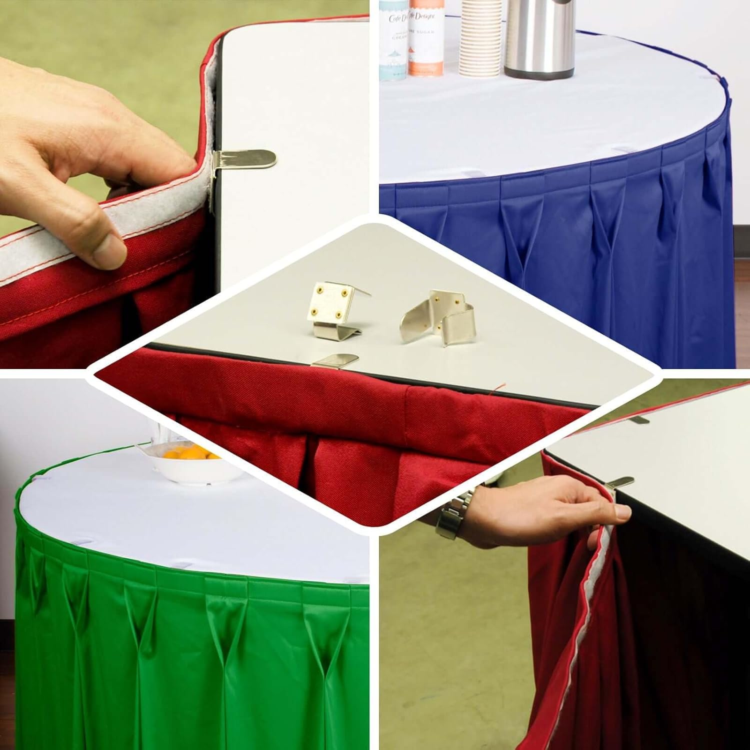 Efavormart 12 PCS Metal Table Skirt Clips with Attached Hook and Loop Fastener for Wedding Party Event - for 2" Thickness Table