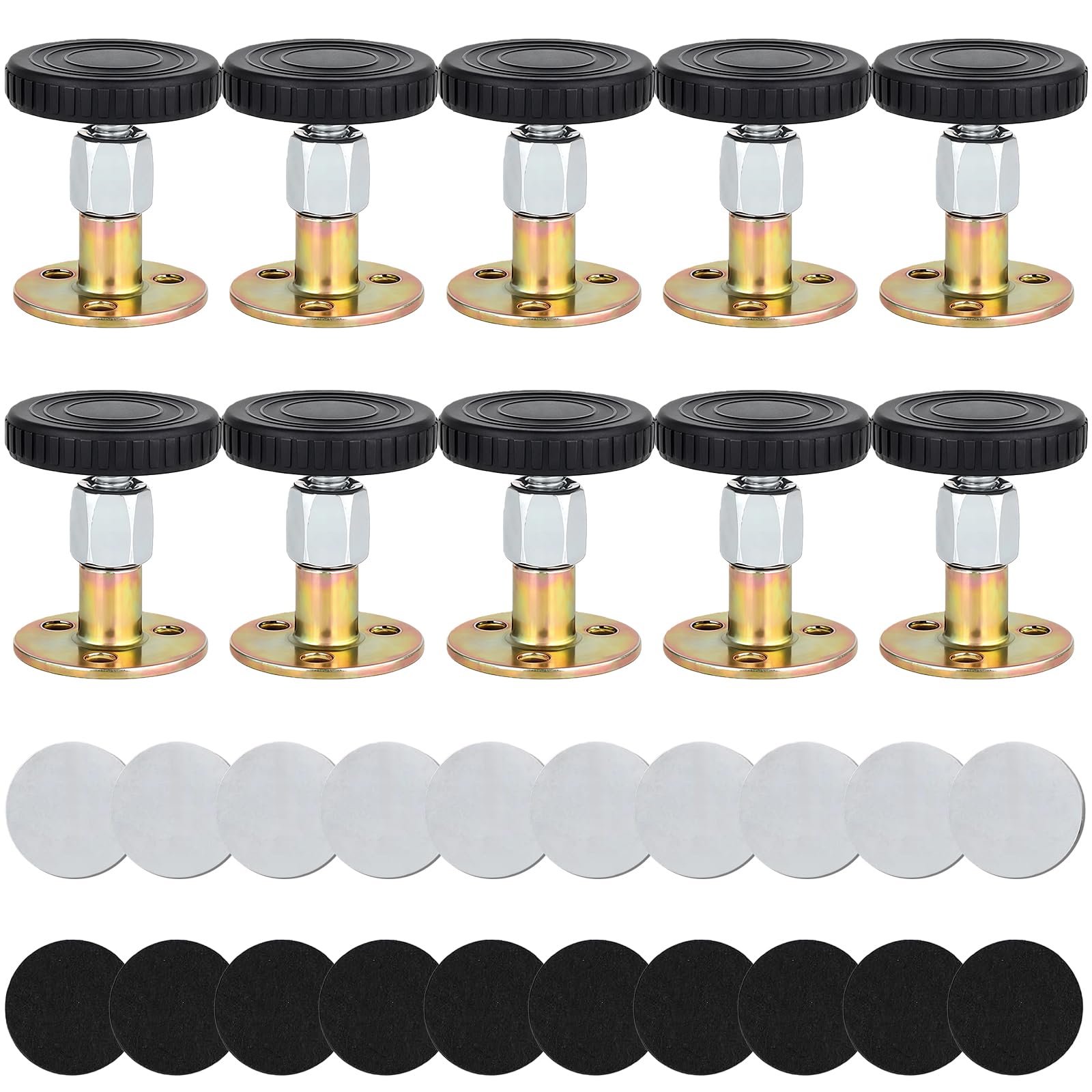 Tel Charme * 10 PCS Furniture Leveling Feet, 50-65mm Height Adjustable Legs with Screw & Adhesive, Heavy Duty Adjustable Furniture Feet for Sofa, Bed, Table, Cabinet, Desk