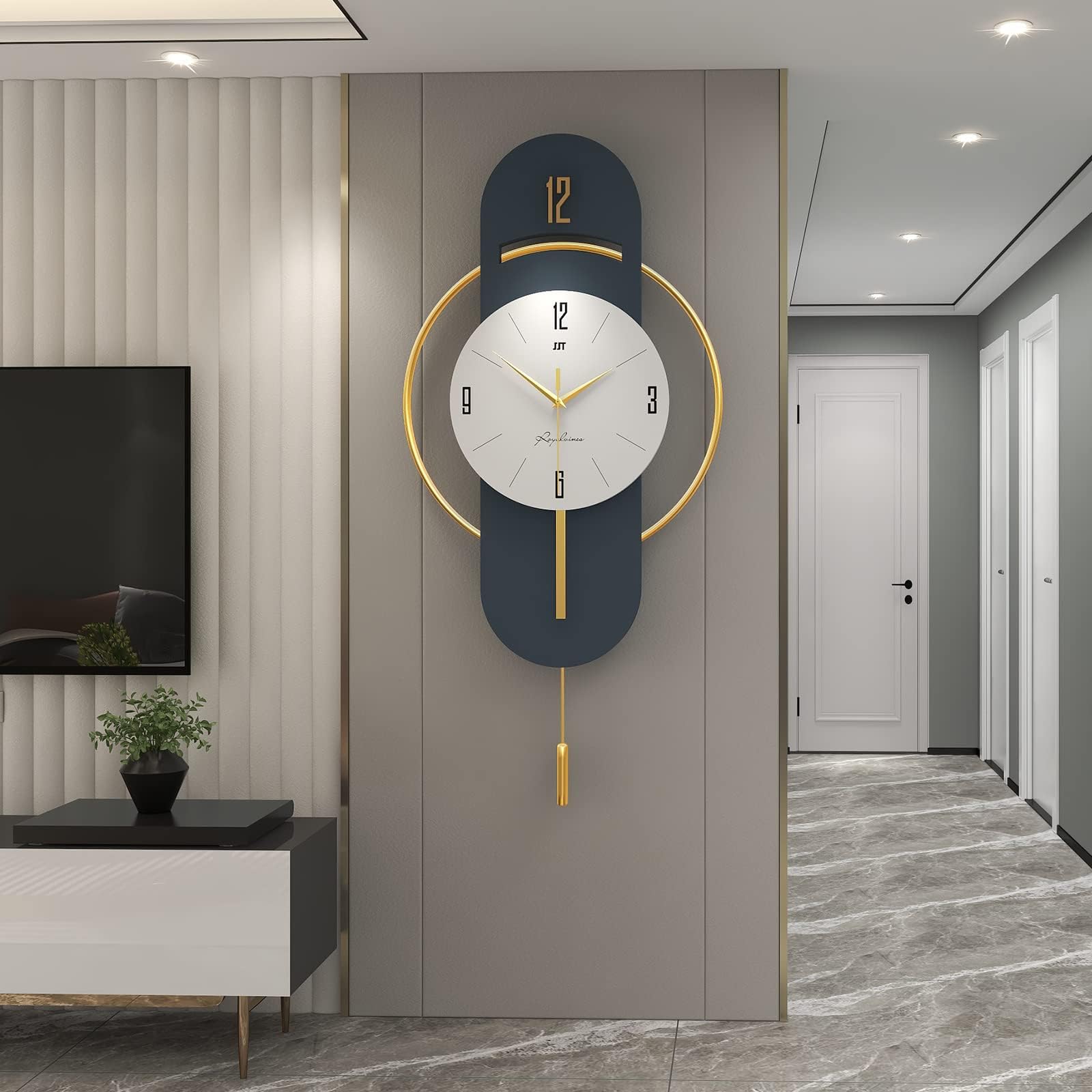 Nordic Wall Clock | Modern Minimalist Decorative Clock | Elegant Large Wall Clock for Living Room Bedroom Office Hotel | Silent Quartz Movement | Home Decor Piece (1)