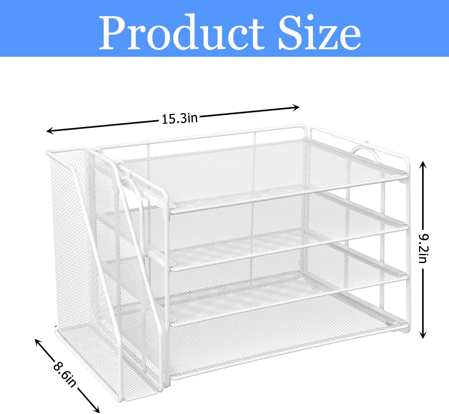 gianotter 4-Tier Paper Organizer With Magazine Holder, Desk Organizers and Accessories, Desk Accessories & Workspace Organizers, File Organizer for Office Supplies Storag (White, 4-Tier) - Image 4