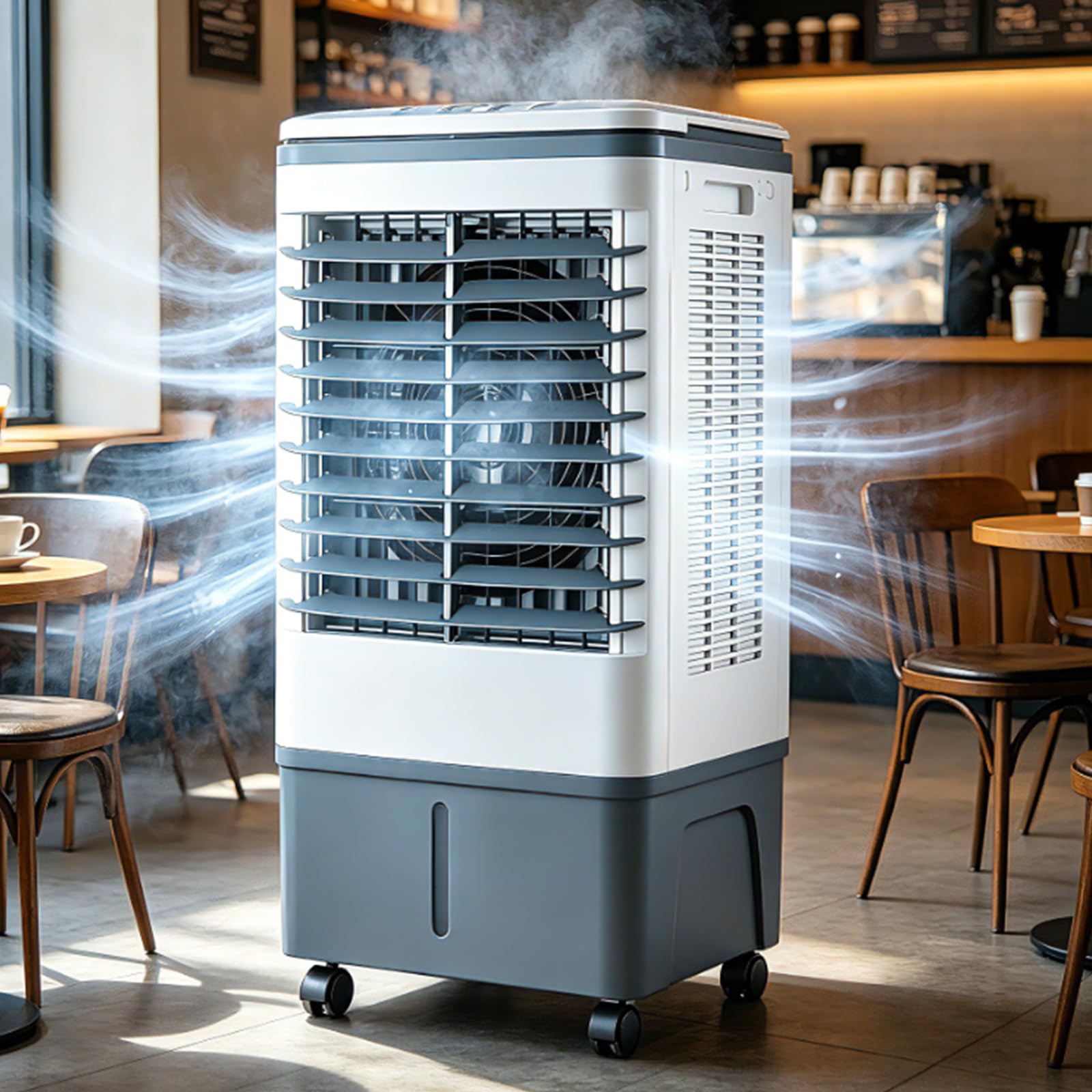GYLRFA 2000 CFM Evaporative Air Cooler,Portable Swamp Cooler Air Conditioner,Oscillating Cooling Fan That Blows Cold 3 Speeds,7.5 H Timer,2 Ice Packs, Portable Air Conditioner For Outdoor