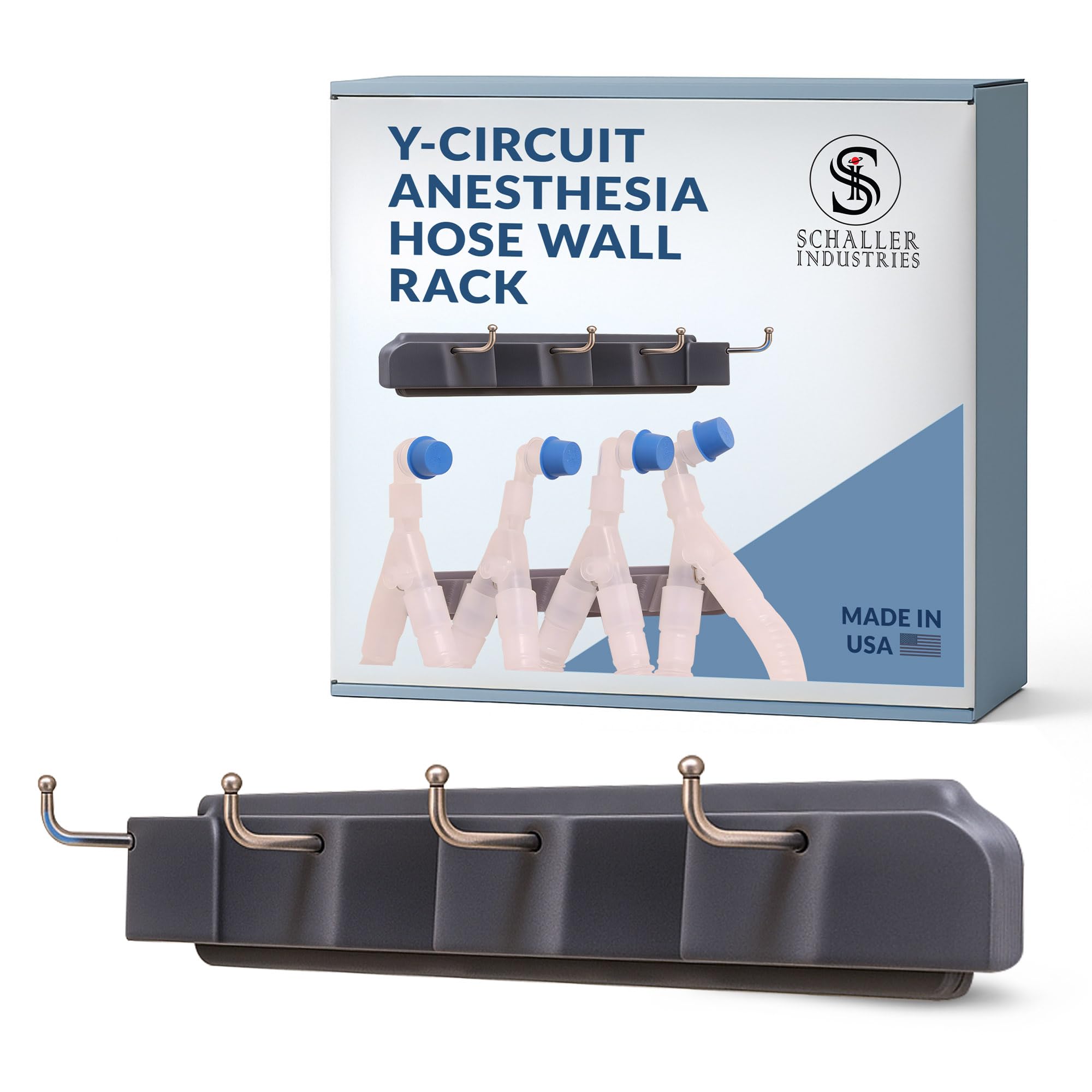 S I Veterinary Y Circuit Wall Rack, Holds 4 Breathing Circuits, Silver