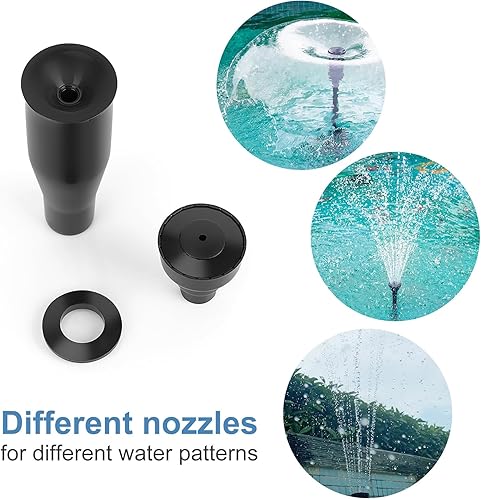 Miniatura 2 de Bomba sumergible de fuente de estanque de 256 GPH con luz LED, bomba de agua de 15 W y 7.2 pies, bomba de acuario con 3 boquillas, bomba de fuente