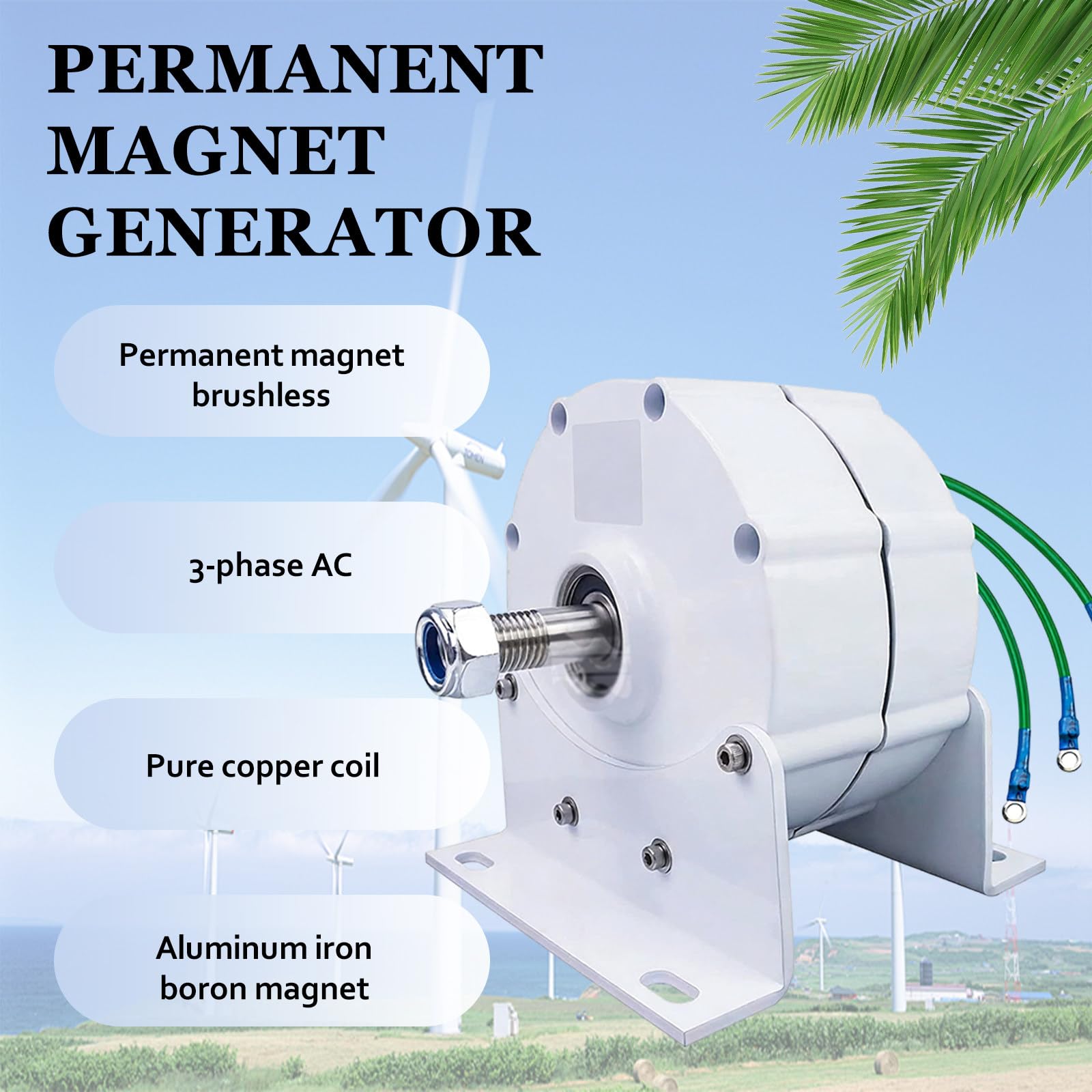 Motore sincrono CA trifase, generatore a bassa velocità del vento da 600 W con raddrizzatore per mulino a vento in fattoria domestica, controller per turbina eolica/acqua, 48 V