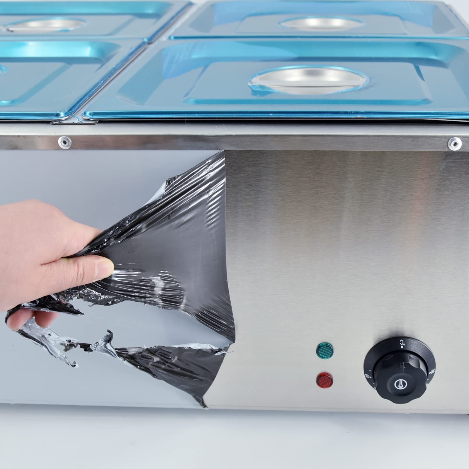 TAIMIKO Baño Marie eléctrico de acero inoxidable 220 V calentador de platos profesional comercial con 4 bandejas para tiendas de desayuno, aperitivos, restaurantes
