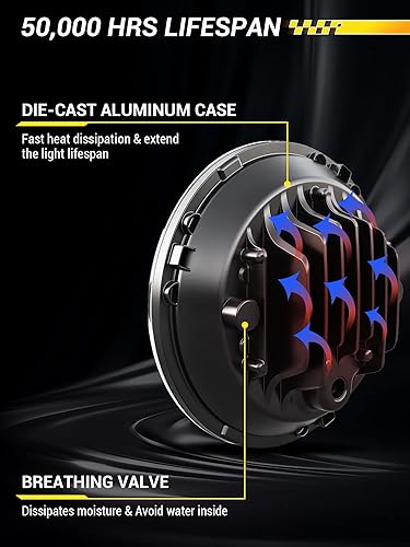 Miniatura 5 de Faro delantero LED de 7 pulgadas para motocicleta, kit de luz antiniebla de 4.5 pulgadas con anillo, para motos de turismo Street Glide Road King