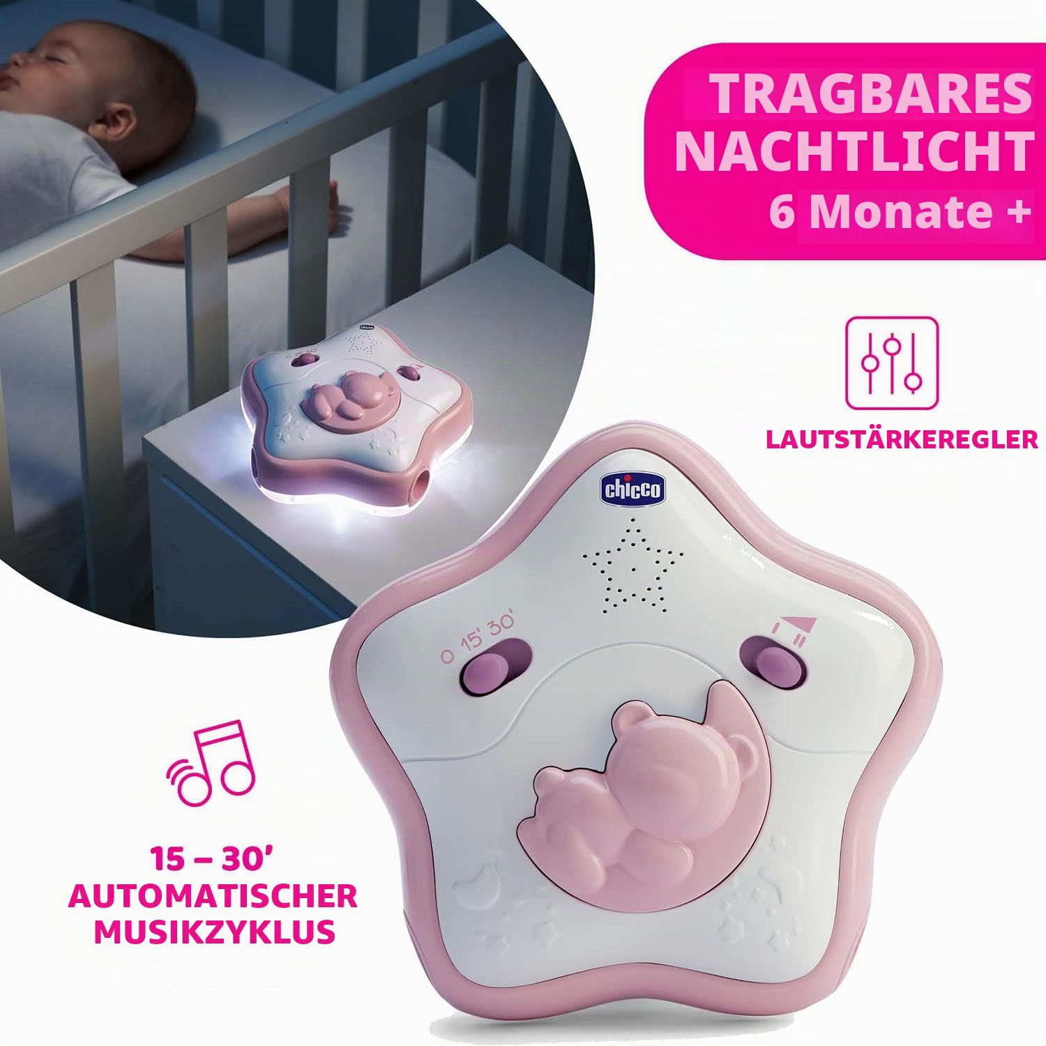 Chicco Regenbogen-Spielbogen für Kinderbett, 2in1 Evolutionskompatibel Next2Me, Babywanne mit Regenbogen und Nachtlicht Kinder mit entspannender Musik und weichen Anhängern - Baby Spiele, ab 0 Monate
