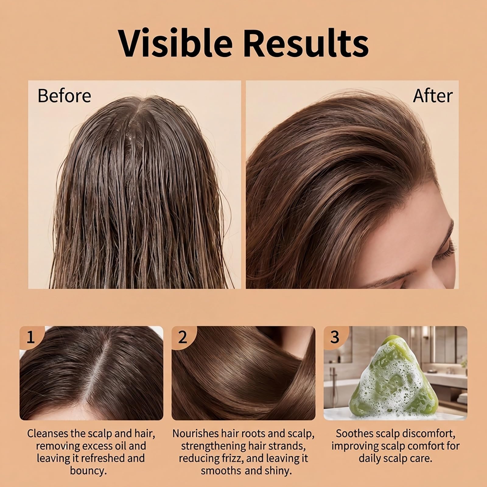 Natürliches Triangle Shampoo-Stück, pflegt Kopfhaut, stärkt Haar. (5PCS) | Reguliert fettiges Haar, entfernt Schuppen, verbessert Frizz, fördert Haarwachstum, beugt Haarausfall vor.