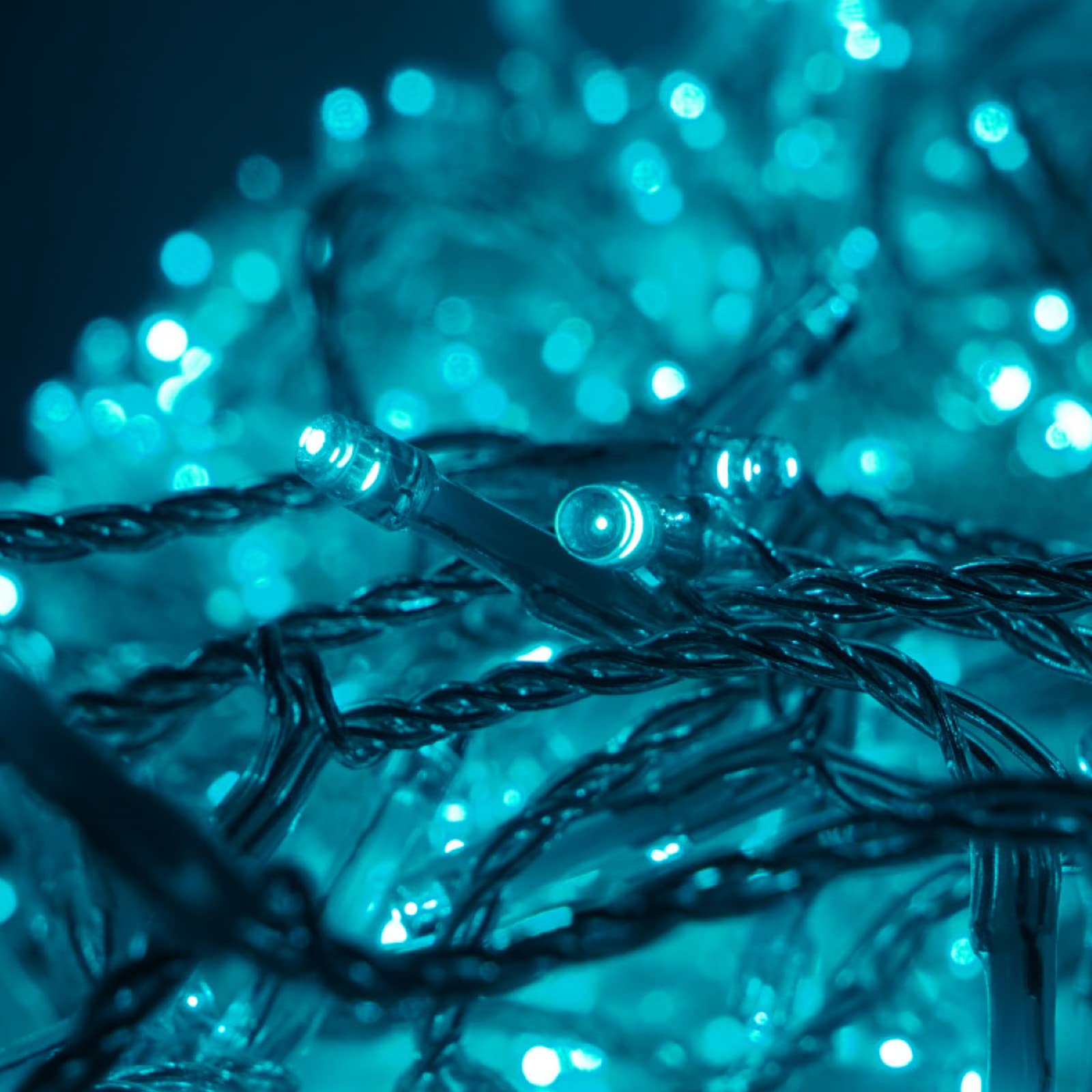Luccika Łańcuch świetlny LED 31 V z 8 efektami świetlnymi, lampki choinkowe i zewnętrzne IP44, przezroczysty kabel (akwamaryn, 25 m, 500 diod LED)