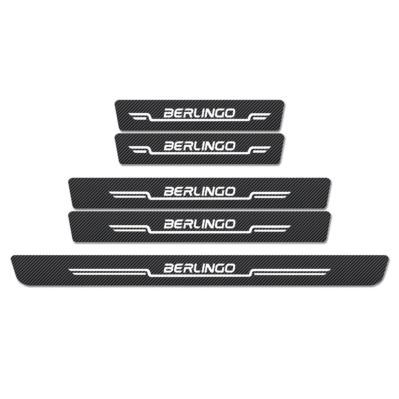 WXH97F Car Door Sill Protector Scuff Plates for Citroen Berlingo, Carbon Fibre Effect Door Step Guard, Rear Boot Bumper Strip, Self-Adhesive Anti-Scratch Protection Sticker