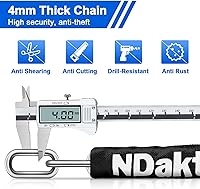 Vista 4 de NDakter Cerradura de cadena para bicicleta, combinación de 5 dígitos, resistente, antirrobo, cerradura de bicicleta de seguridad de Negro