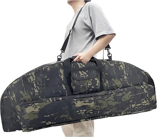 Vista 24 de Silfrae Estuche de arco compuesto Estuche acolchado de lazo suave Bolsa de transporte de lazo ligero con bolsillo de flecha