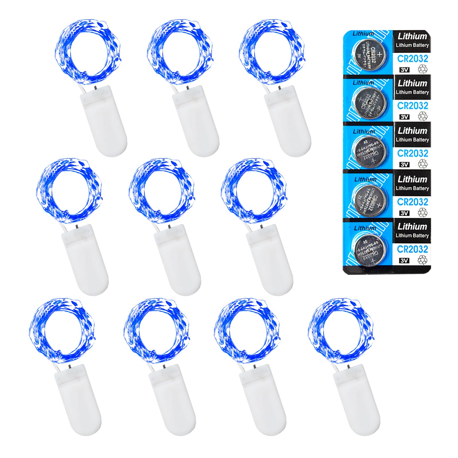 LEECOCO Fairy Lights Battery 1 m, 10 LED for Longer Lighting, Blue Light, for Christmas, Party, Wedding Decoration (10 Pack 1 m, 10 LEDs, Blue)